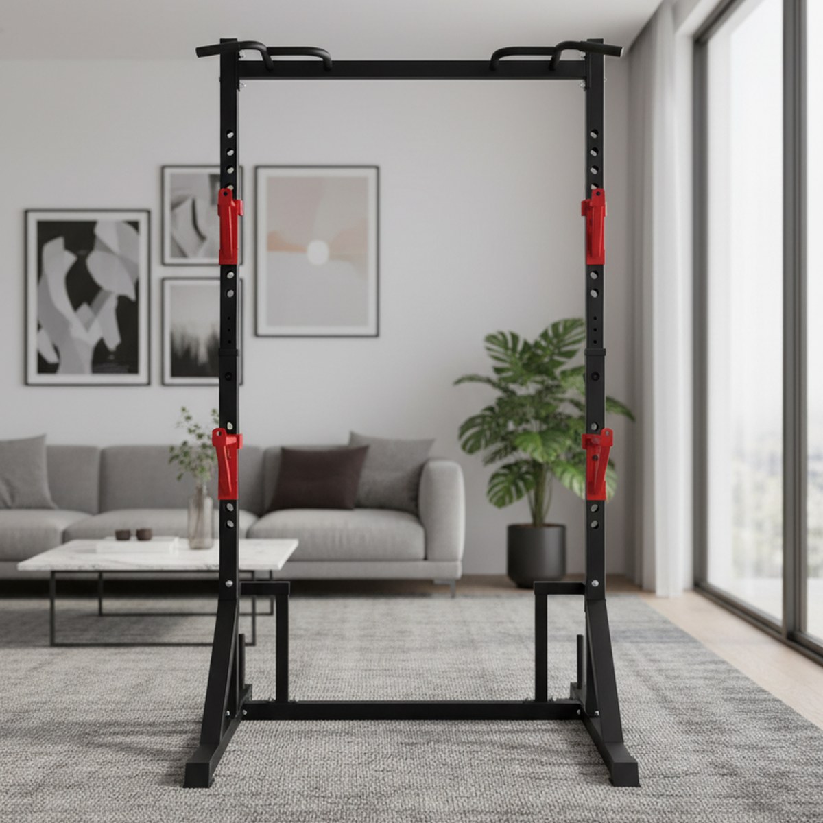 Home Bar Stand - Power Rack Regolabile con Barra per
