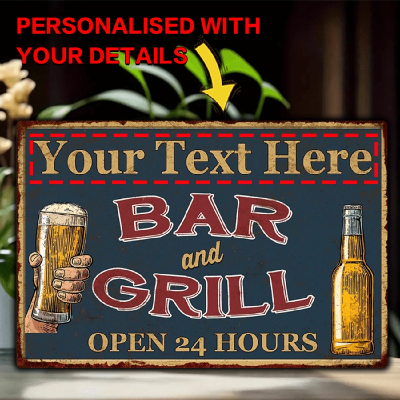 Home Bar Signs - Insegna in Alluminio Personalizzabile per Bar