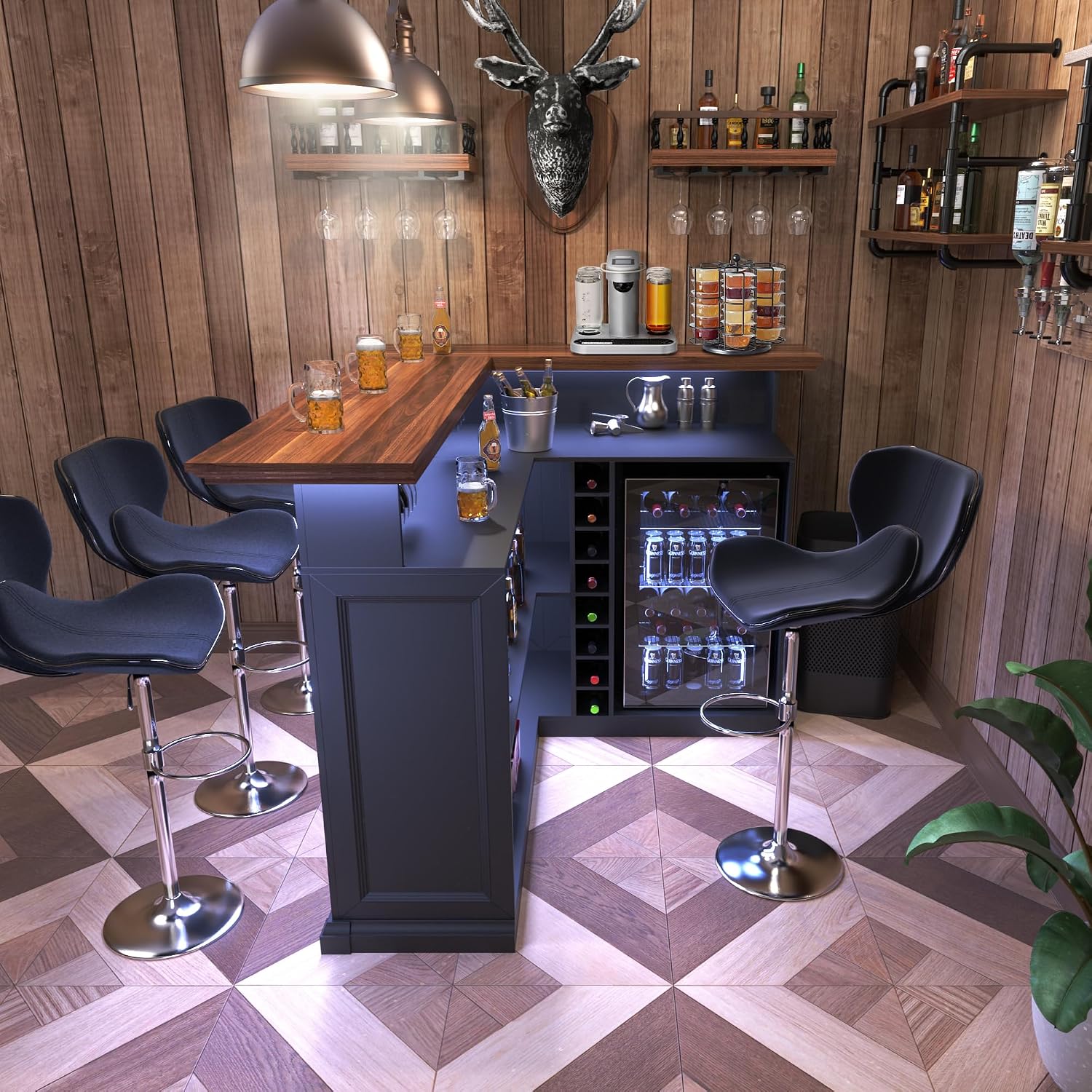 Mobile Bar a L per la Casa con - Home Bar And Fridge recensione e prezzo